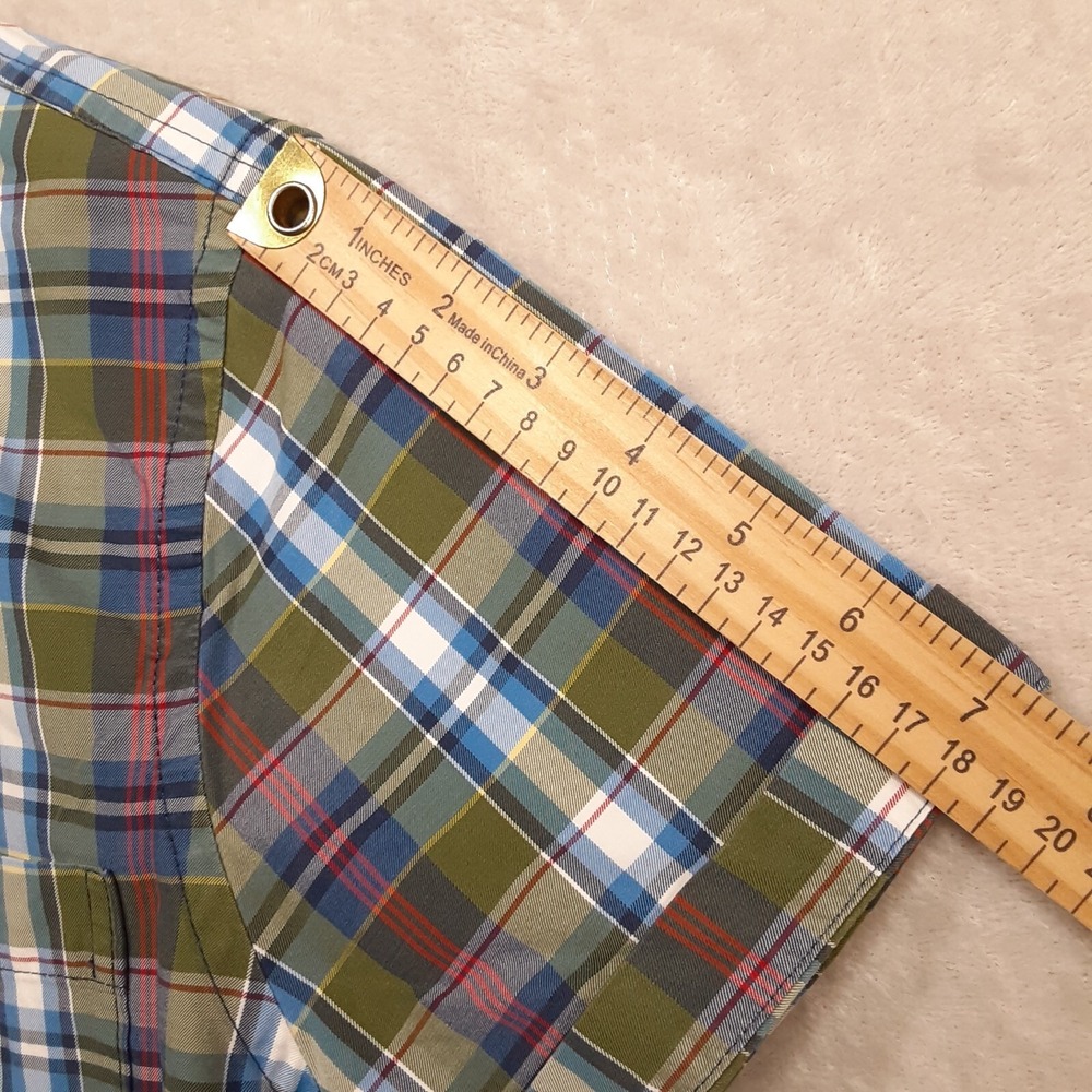Abercrombie & Fitch Mens Muscle Short Sleeve Button Shirt Sz.M/Green-Plaid/Logo - Picture 13 of 14